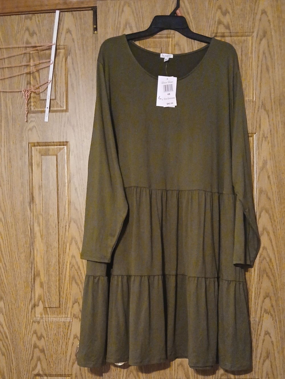 belk Olive Green Long-Sleeve Tiered Women’s Dress